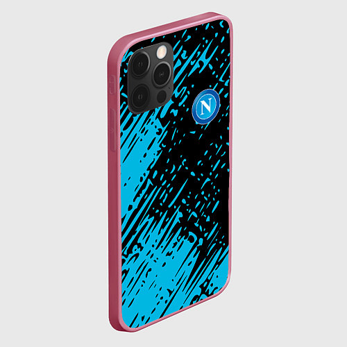 Чехол iPhone 12 Pro Napoli голубая textura / 3D-Малиновый – фото 2