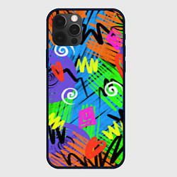 Чехол для iPhone 12 Pro Яркий геометрический принт, цвет: 3D-черный