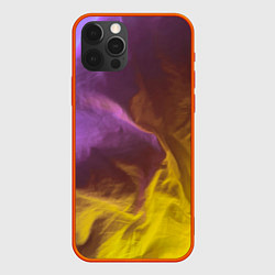 Чехол для iPhone 12 Pro Неоновые фонари на шёлковой поверхности - Фиолетов, цвет: 3D-красный
