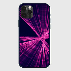 Чехол для iPhone 12 Pro Неоновое множество лучей - Розовый, цвет: 3D-черный