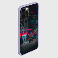 Чехол для iPhone 12 Pro Неоновый мрачный город - Тёмно-зелёный, цвет: 3D-светло-сиреневый — фото 2