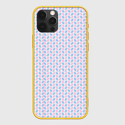 Чехол для iPhone 12 Pro Голубые и розовые кирпичики, цвет: 3D-желтый