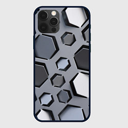 Чехол iPhone 12 Pro Металлическая киберпанк броня - Серый