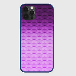 Чехол для iPhone 12 Pro Фиолетово-розовый геометрический узор Градиент, цвет: 3D-тёмно-синий