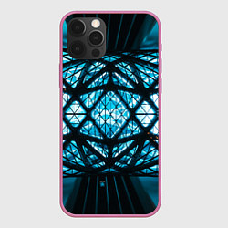 Чехол для iPhone 12 Pro Неоновые абстрактные фигуры и фонари - Синий, цвет: 3D-малиновый