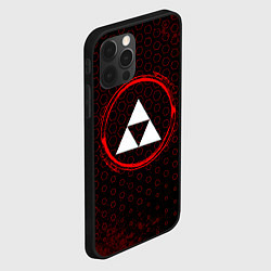 Чехол для iPhone 12 Pro Символ Zelda и краска вокруг на темном фоне, цвет: 3D-черный — фото 2