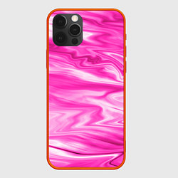 Чехол для iPhone 12 Pro Розовая мраморная текстура, цвет: 3D-красный