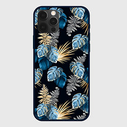 Чехол для iPhone 12 Pro Свет неоновых листьев, цвет: 3D-черный