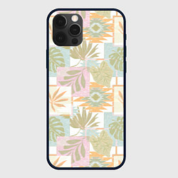 Чехол для iPhone 12 Pro Этнический, тропический лоскутный, цвет: 3D-черный