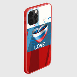 Чехол для iPhone 12 Pro Флаг России в виде сердца, цвет: 3D-красный — фото 2