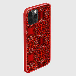 Чехол для iPhone 12 Pro Красные абстрактные круглые узоры, цвет: 3D-красный — фото 2