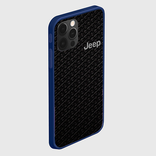 Чехол iPhone 12 Pro Jeep карбон / 3D-Тёмно-синий – фото 2