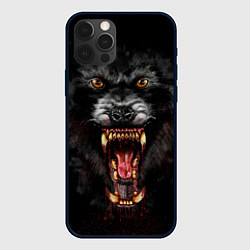 Чехол для iPhone 12 Pro Злой волк с открытой пастью, цвет: 3D-черный