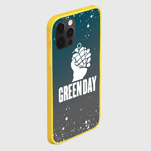Чехол iPhone 12 Pro Green day - брызги / 3D-Желтый – фото 2