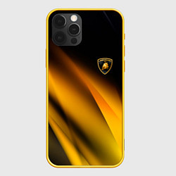 Чехол для iPhone 12 Pro Ламборгини - желтая абстракция, цвет: 3D-желтый