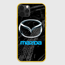 Чехол для iPhone 12 Pro Mazda - следы шин, цвет: 3D-желтый