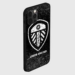 Чехол для iPhone 12 Pro Leeds United с потертостями на темном фоне, цвет: 3D-черный — фото 2