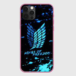 Чехол для iPhone 12 Pro Attack on Titan wings of freedom - neon, цвет: 3D-малиновый