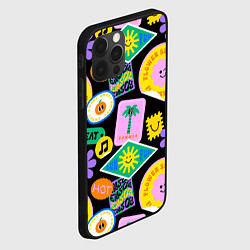 Чехол для iPhone 12 Pro Летние наклейки pop-art паттерн, цвет: 3D-черный — фото 2