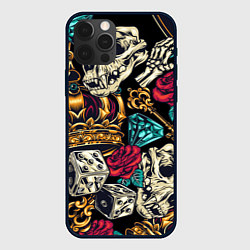 Чехол для iPhone 12 Pro Тату алмаза и черепа, цвет: 3D-черный