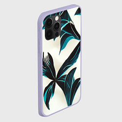 Чехол для iPhone 12 Pro Листья тропические тёмно-синие, цвет: 3D-светло-сиреневый — фото 2