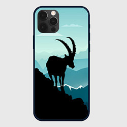 Чехол для iPhone 12 Pro Горный козел и горы, цвет: 3D-черный