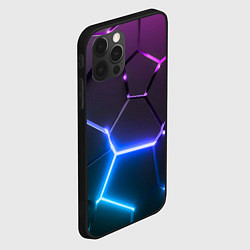 Чехол для iPhone 12 Pro Фиолетовый градиент - неоновые геометрические плит, цвет: 3D-черный — фото 2