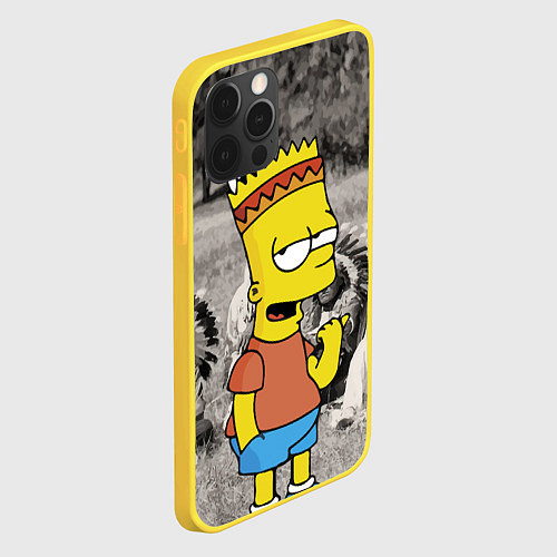 Чехол iPhone 12 Pro Барт Симпсон - начинающий индеец / 3D-Желтый – фото 2