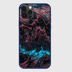 Чехол для iPhone 12 Pro Красочные растекания, цвет: 3D-тёмно-синий