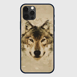 Чехол для iPhone 12 Pro Полигональная голова волка, цвет: 3D-черный