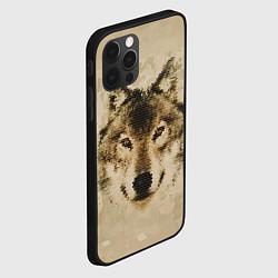 Чехол для iPhone 12 Pro Полигональная голова волка, цвет: 3D-черный — фото 2