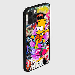 Чехол для iPhone 12 Pro Скейтбордист Барт Симпсон на фоне стены с граффити, цвет: 3D-черный — фото 2