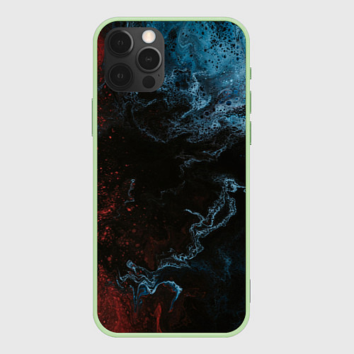 Чехол iPhone 12 Pro Тьма и краски / 3D-Салатовый – фото 1