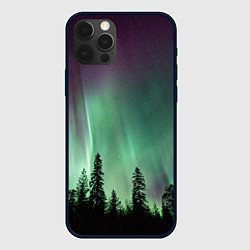 Чехол для iPhone 12 Pro Сияние над лесом, цвет: 3D-черный