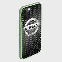 Чехол для iPhone 12 Pro Nissan метал карбон, цвет: 3D-салатовый — фото 2