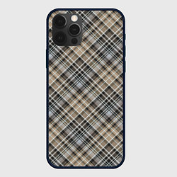 Чехол iPhone 12 Pro Классический клетчатый , бежево-коричневый фон