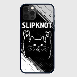Чехол для iPhone 12 Pro Группа Slipknot и рок кот, цвет: 3D-черный
