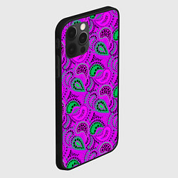 Чехол для iPhone 12 Pro Turkish cucumber raspberry and green background, цвет: 3D-черный — фото 2
