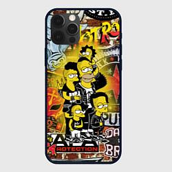 Чехол для iPhone 12 Pro Simpsons & Punks not dead! Motto!, цвет: 3D-черный