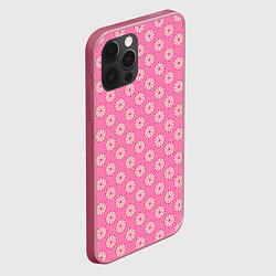 Чехол для iPhone 12 Pro Белые цветочки на розовом фоне, цвет: 3D-малиновый — фото 2