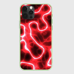 Чехол для iPhone 12 Pro Огненный камуфляж, цвет: 3D-салатовый