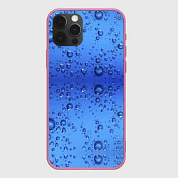 Чехол для iPhone 12 Pro Капли воды - текстура, цвет: 3D-малиновый