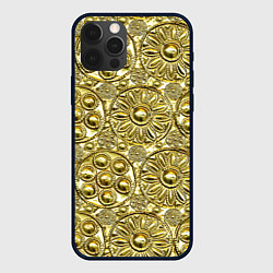 Чехол для iPhone 12 Pro Золотая чеканка - текстура, цвет: 3D-черный