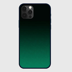 Чехол iPhone 12 Pro Черный и бирюзово - зеленый, текстурированный под