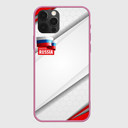 Чехол для iPhone 12 Pro Red & white флаг России, цвет: 3D-малиновый