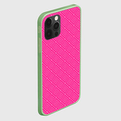 Чехол для iPhone 12 Pro Розовый орнамент из квадратиков, цвет: 3D-салатовый — фото 2