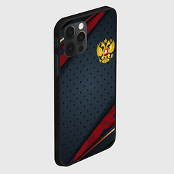 Чехол для iPhone 12 Pro Герб России черно-красный камуфляж, цвет: 3D-черный — фото 2