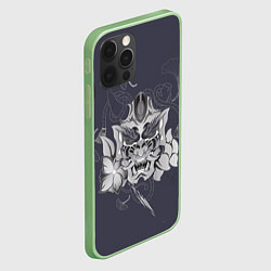 Чехол для iPhone 12 Pro Маска самурая в цветах, цвет: 3D-салатовый — фото 2