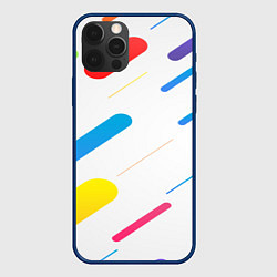Чехол для iPhone 12 Pro Разноцветные круги и полосы, цвет: 3D-тёмно-синий