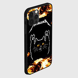 Чехол для iPhone 12 Pro Metallica рок кот и огонь, цвет: 3D-черный — фото 2